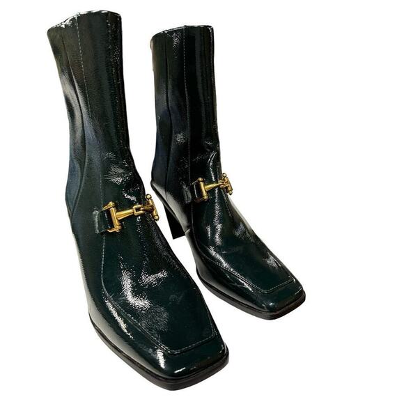 ZAC Zac Posen Black Heeled Boots with Gold Detail - Picture 12 of 14